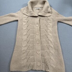 WOMEN X SMALL Shawl Wool Blend BUTTON UP  Cardigan Sweater   COAT JACKET